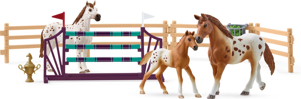 schleich HORSE CLUB - Lisa's toernooitraining - Kinderspeelgoed - Paarden speelgoed - 3 Appaloosa's en Hindernissen - 17 onderdelen — afbeelding 11