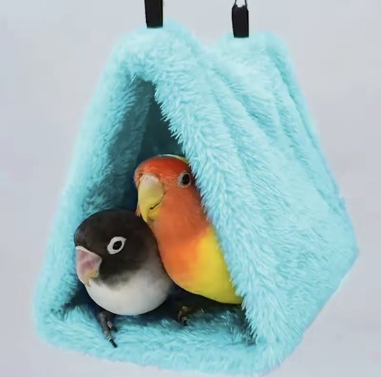 Hangmat Huisdier - Knuffelgrot - Hangmat - Vogelnest - Vogelbed - Huisdier Nest - Vogel - Kanarie - Papegaai - Knaagdieren - Dierbenodigdheden - Huisdier Accessoires - Birdnest - Pluche - Blauw - Blue -