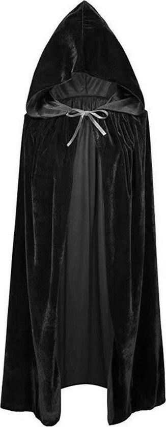 Cape De Vampire Réversible Noir/rouge 150cm Avec Capuche - Déguisement Halloween, Cosplay Médiéval - Pour Homme Et Femme