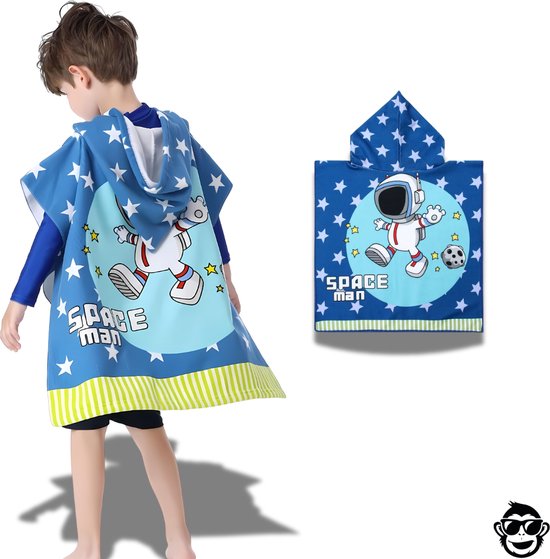 BoefieBoef Kinder Badponcho - Baby Badcape - Microfiber Kleuter Badjas Met Capuchon - Kerst Cadeau - Peuter Strandponcho Voor Kinderen tot 6 jaar - 60x90cm - Astronaut Blauw - jongens - meisje - Peuter - Zomer - Strandlaken - Surfponcho - Dreumes van Merkloos — afbeelding 5