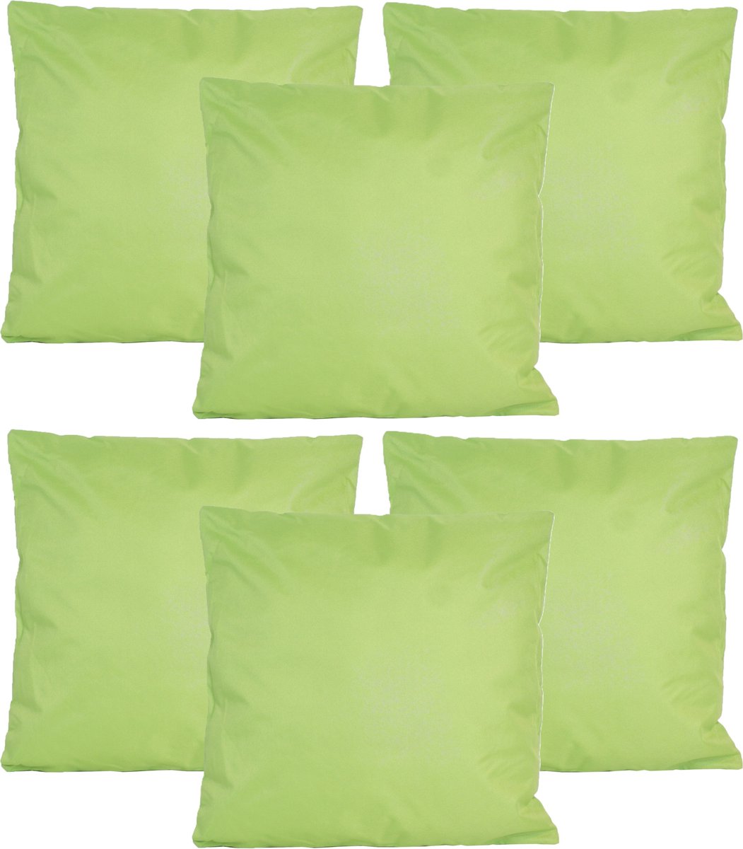 Anna's collection Buiten of tuin sier kussens - 6x - groen - 45 x 45 cm - binnen/buiten - zitkussens tuinbank
