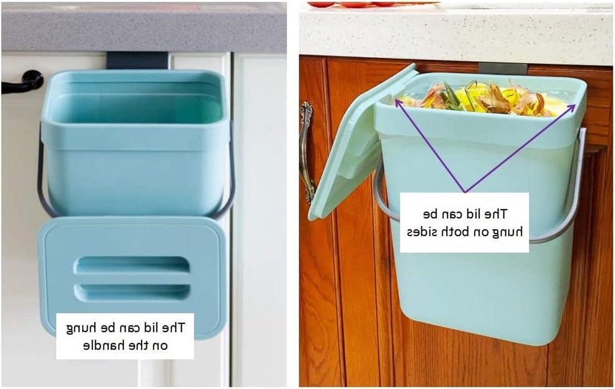 Goedkoopste Prullenbak Kleine compostbak voor keuken -13 gallons/5 l-blauw met deksel