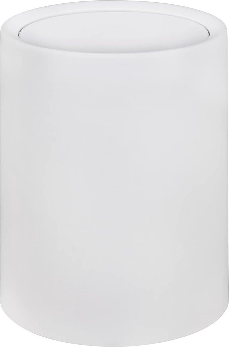 Prullenbak 6 liter cosmetica emmer van kunststof - wit Ø 21 × 25.5 cm met deksel