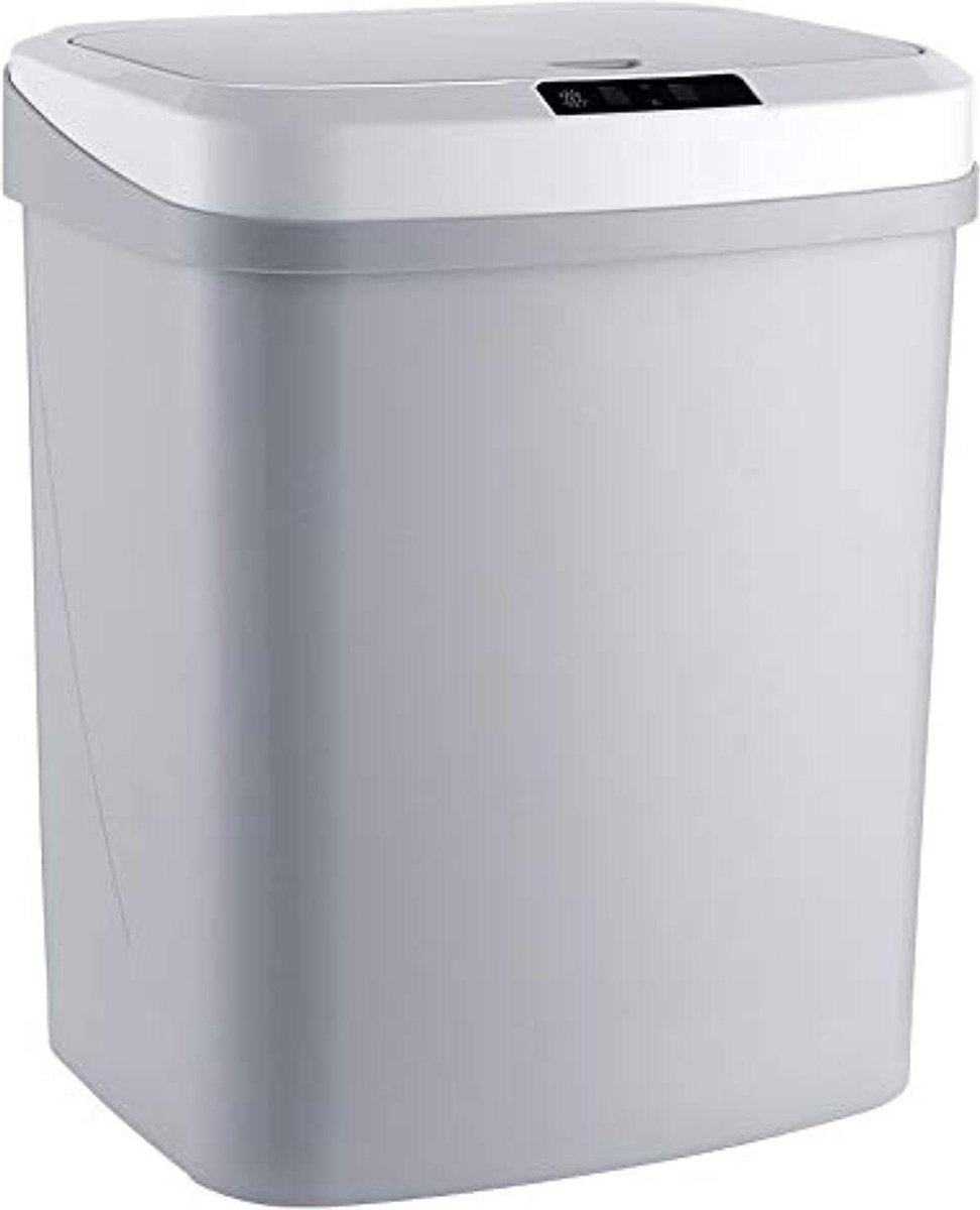 Goedkoopste Prullenbak Intelligente Touchless Gepatenteerde Stille Motion Knock Sensor Infrarood Inductie-AA Droge Cel Aangedreven 1.5L Milieuvriendelijke ABS-PP-Plastic Grijze - Prullenbak