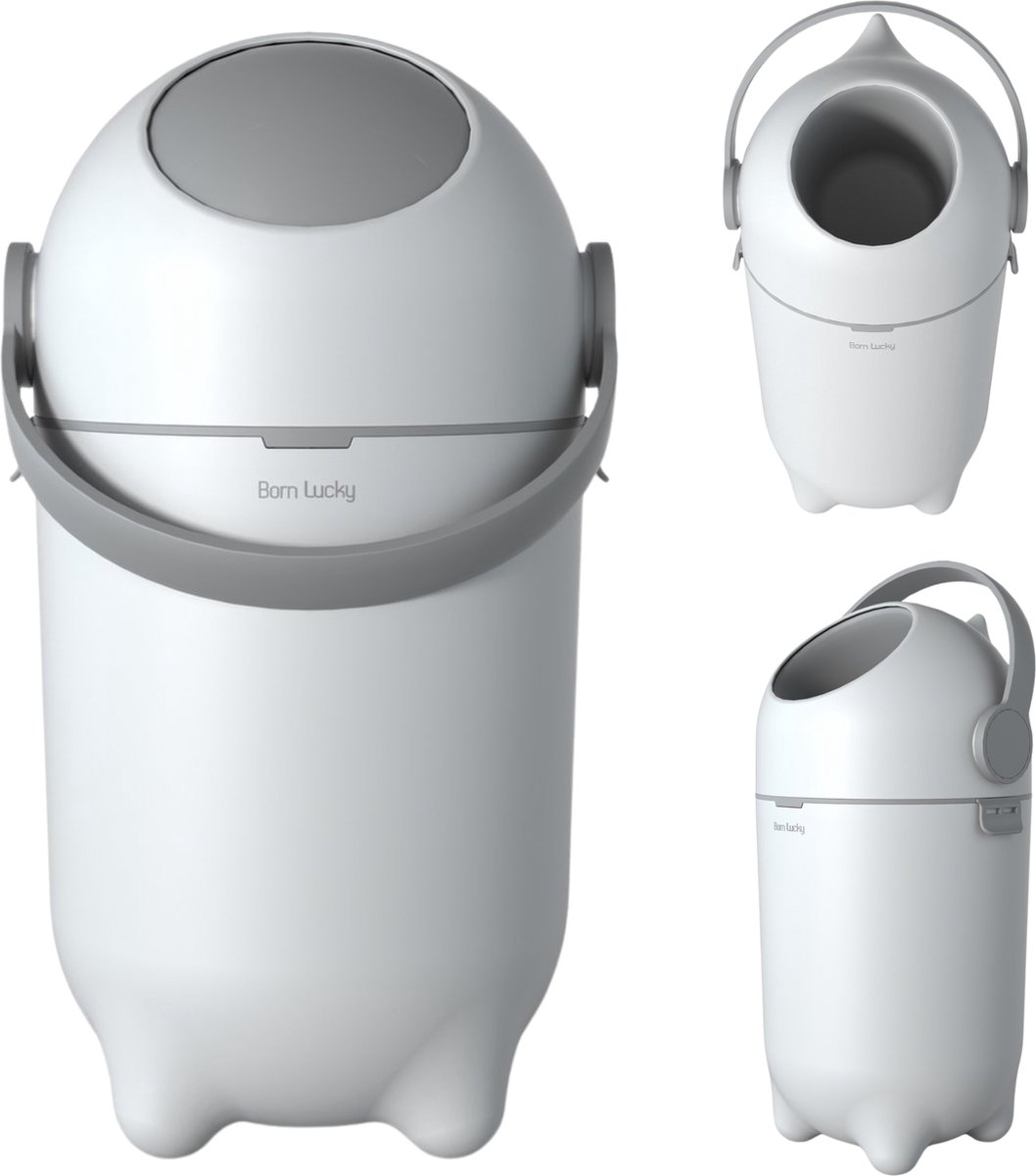 Goedkoopste Born Lucky Luieremmer Met Anti Geur Systeem - Tot 25 Luiers (10L) - Wit