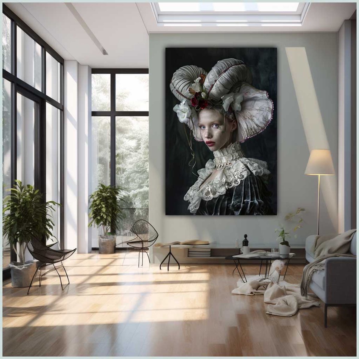 Canvas schilderij - Canvas - Staand - 50 x 70 cm - Portret - Mens - Dier - Olifant - Vintage - Bijzonder - Wanddecoratie - Muurdecoratie woonkamer - Uniek - Exclusief -Picturetopicture