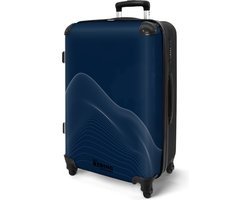 NoBoringSuitcases.com NoBoringSuitcases.com® - Koffer groot - Rolkoffer lichtgewicht - Blauw met abstracte lijnen - Vakantie reiskoffer met 4 wielen - Ruimbagage medium met TSA slot