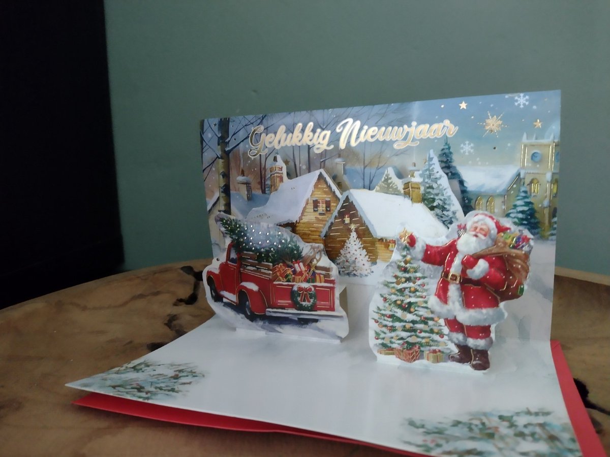 Pop-up Kerstkaart – Vrolijke 3D Kerstkaart met grappig kerst tafereel - Sneeuw - pop-up kaart 3D wenskaart - Prettige kerstdagen - Gelukkig nieuwjaar