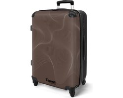 NoBoringSuitcases.com NoBoringSuitcases.com® - Koffer groot - Rolkoffer lichtgewicht - Bruin met abstracte golvende lijnen - Reis valies - Ruimbagage middelgroot