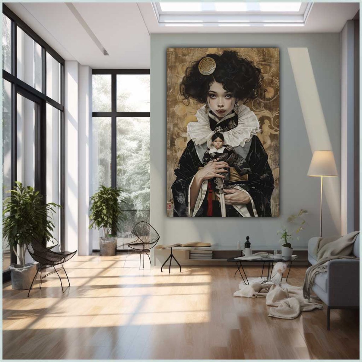 Canvas schilderij - Canvas - Staand - 50 x 70 cm - Portret - Vrouw - Pop - Kunst - Modern - Wanddecoratie - Muurdecoratie woonkamer - Uniek - Exclusief -Picturetopicture