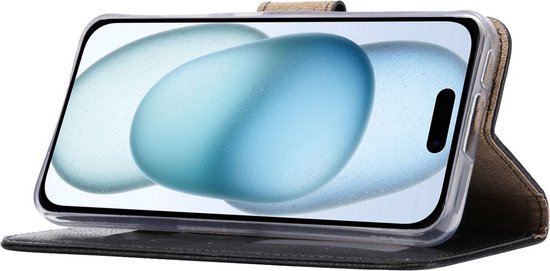 Étui BixB avec protection d'écran pour iPhone 15 Plus - Étui avec porte-cartes - Zwart