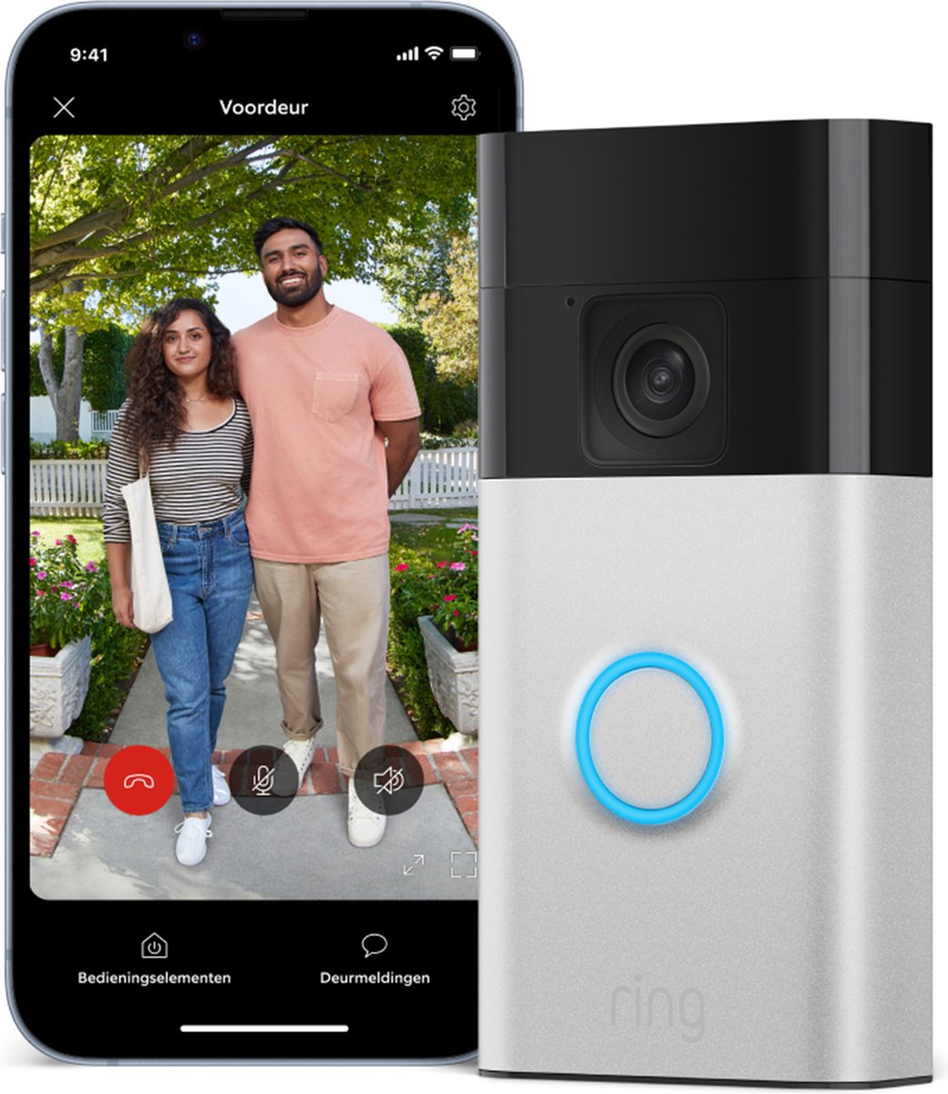 Afbeelding 2 van Ring Battery Video Doorbell Zilver met Chime (2nd Gen) - slimme deurbel - batterij