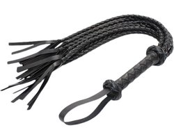Multistring Seks zweep Deluxe 78 CM - Seks - Sex - Sekszweep - SM - BDSM - Zwart - Leer - Leder