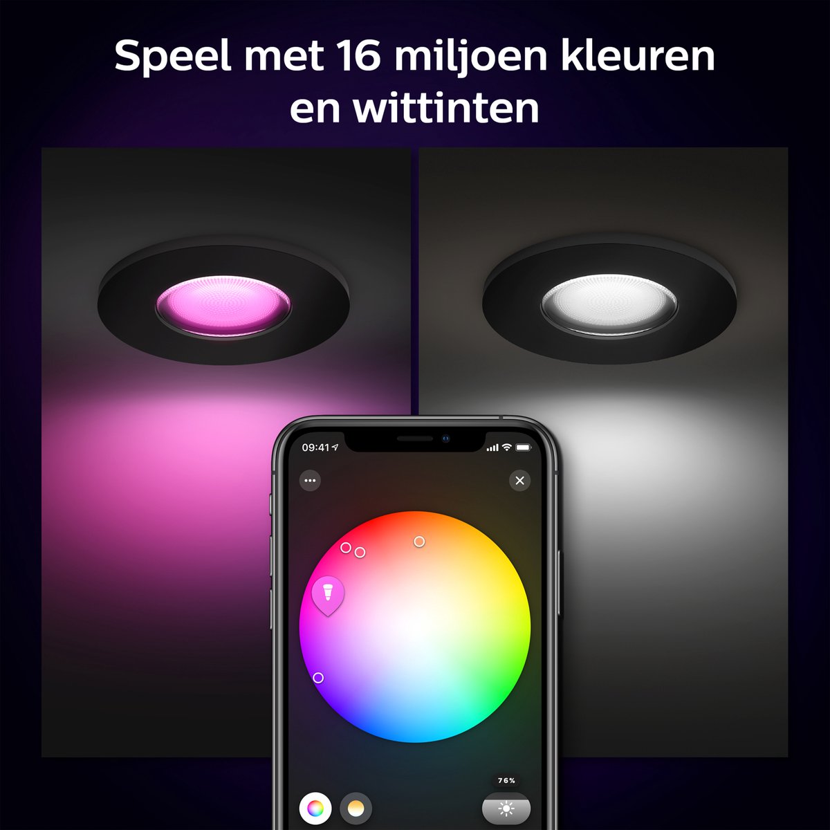 Philips Hue Xamento badkamerinbouwspot - wit en gekleurd licht - 3-pack - zwart - rond — afbeelding 3