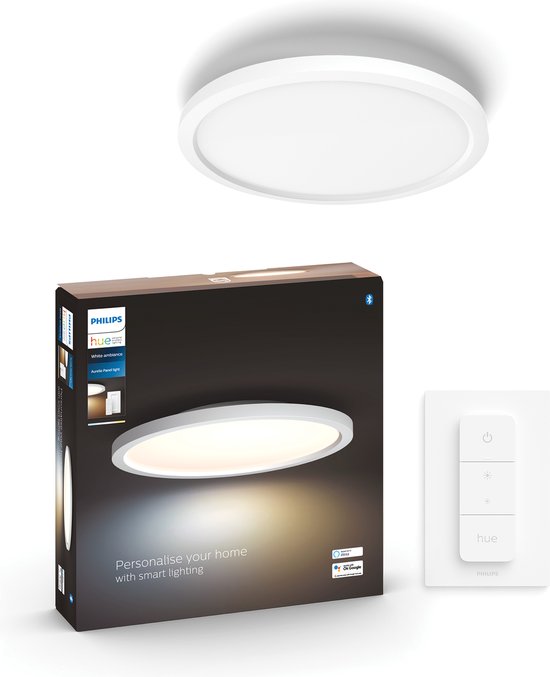 Foto: Philips hue aurelle paneellamp warm tot koelwit licht rond 1 dimmer switch