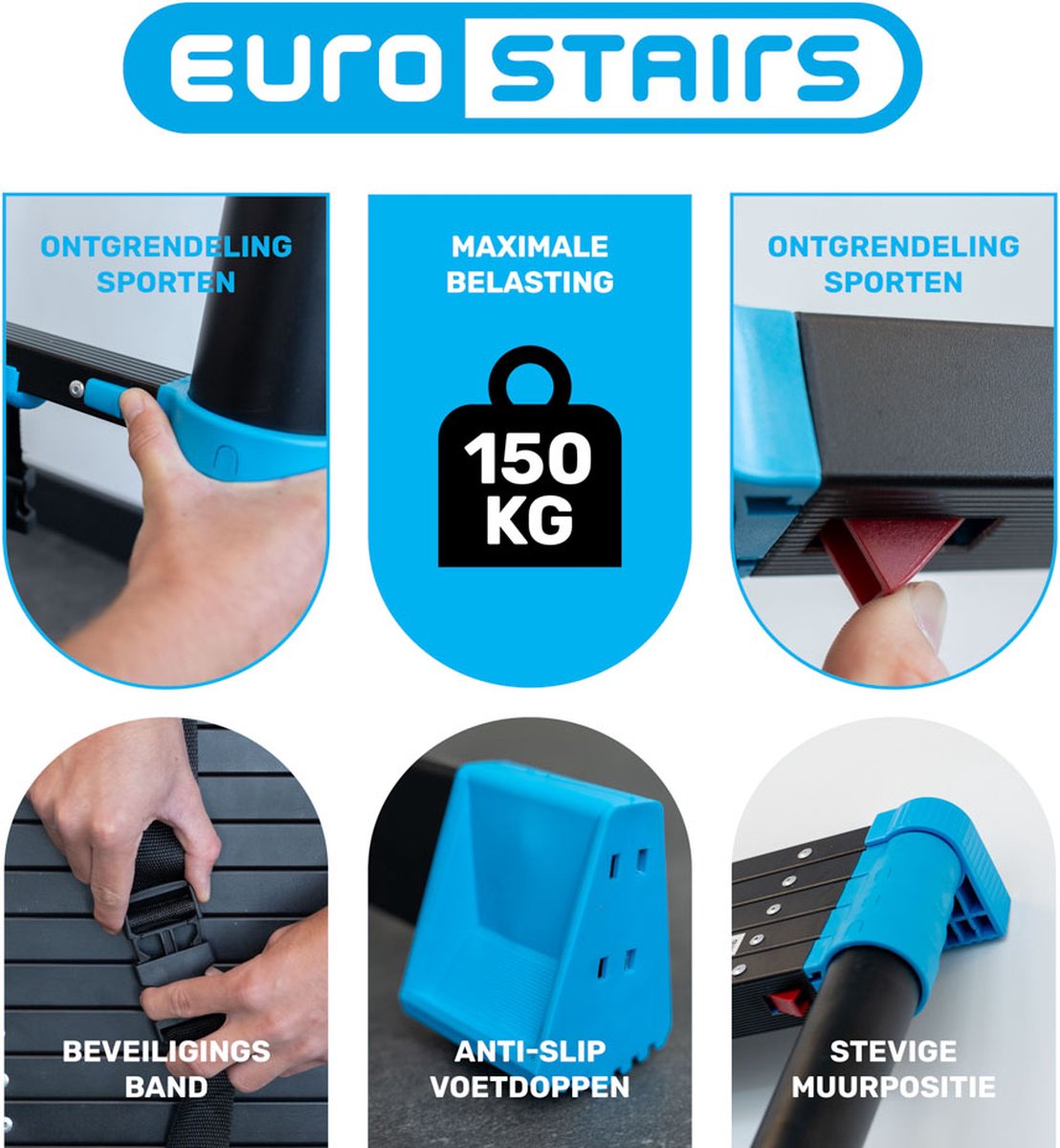 Telescoopladder Eurostairs | Vouwladder 4,1 meter | 14 treden met softclose – foto 2