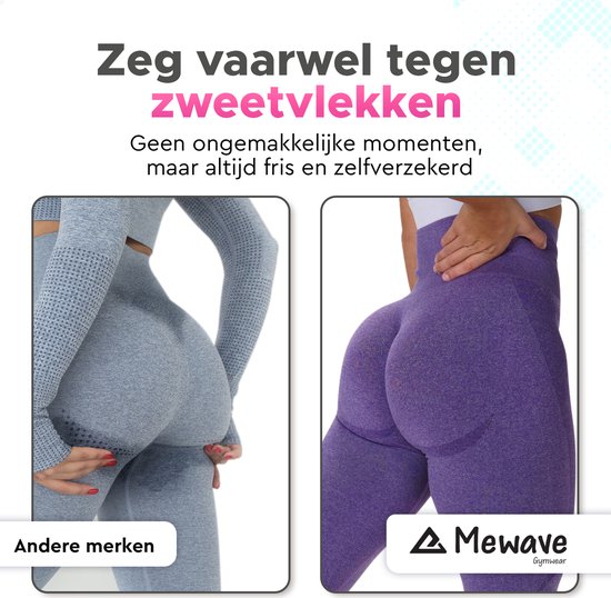 Mewave | Legging de sport violet | Femmes | Pantalon de sport | Vêtements de sport | Jambières de yoga | Pantalon de course à pied | TIC Tac | Fitness | Taille M