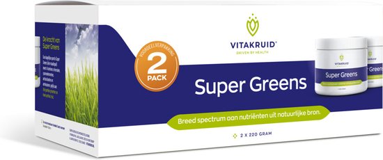 Voordeelverpakking van 2 potten "Super Greens" van Vitakruid.