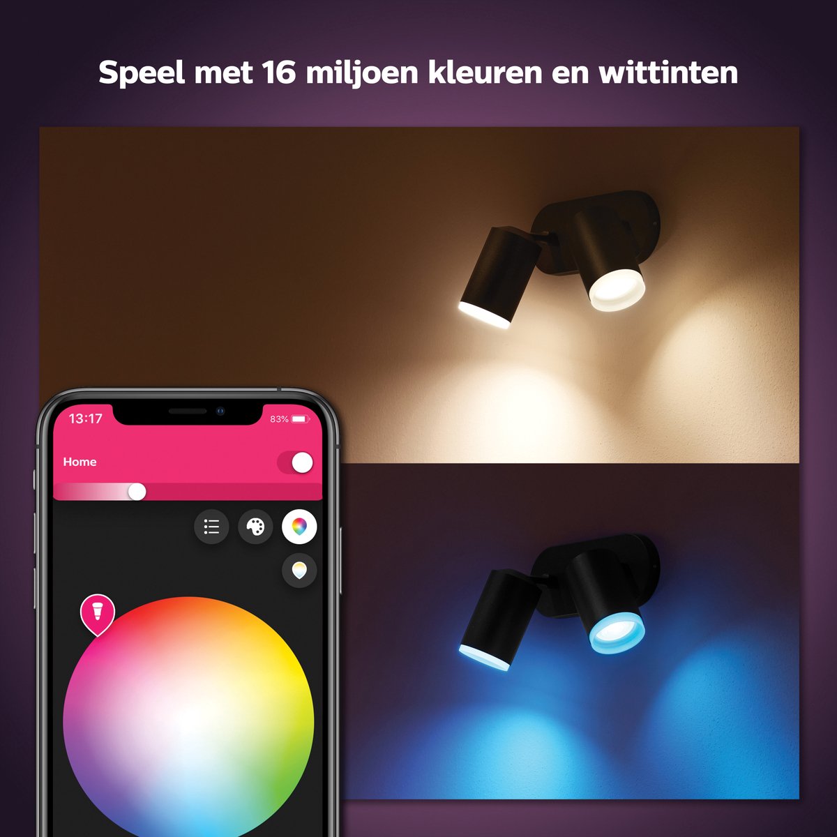 Philips Hue Fugato opbouwspot - wit en gekleurd licht - 2-spots - zwart — afbeelding 7