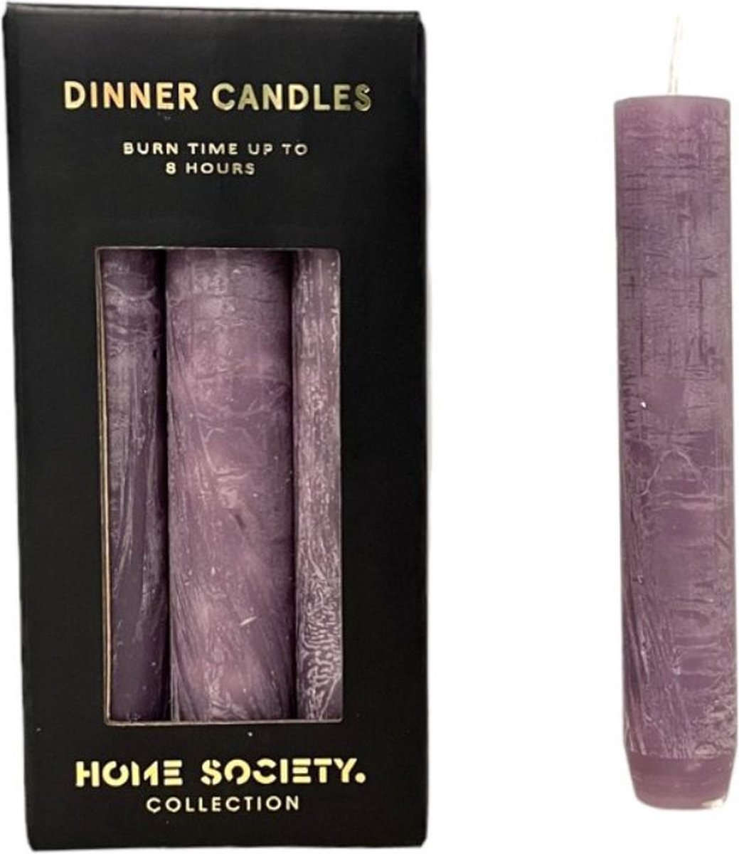 Home Society Dinner Candles Paars 15 cm