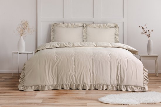 Sleeptime Ruffles Dekbedovertrek - 200X200/220 + 2 x kussenslopen 60x70 - Taupe — afbeelding 4