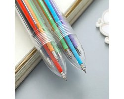 foto van Actie4you® - Balpen met 6 in 1 kleuren - Balpen - Multi Kleur Balpen - 6 Kleuren Pen - 2 Stuks