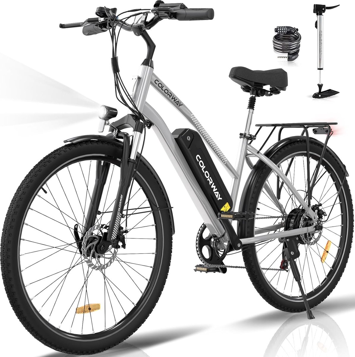 Bol.com Colorway Elektrische Fiets BK27 - Trendy 28 Inch City Commuter EBike met Afneembare 36V 15Ah Lithium Batterij - Mountain... aanbieding
