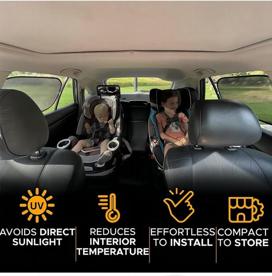 Zonnescherm Auto - Zonnescherm Auto Zijraam - 1 Paar 50 x 30 Cm En 1 Paar 44 x 38 Cm - Zonnescherm Auto Baby - Elektrostatische Adsorptie - Privacybescherming - Zonwering Auto - Uv Protectie - Zijruit - Veilig Rijden - Met Opbergtas - Zwart van $ — afbeelding 3