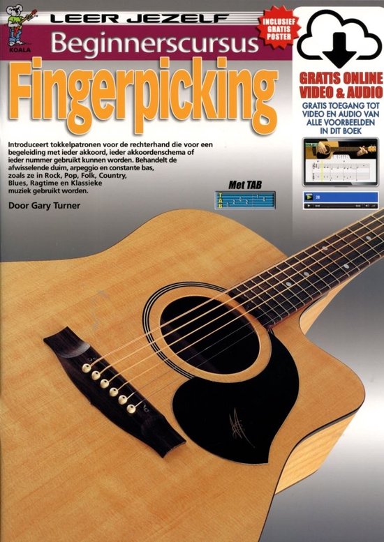 Beginnerscursus Fingerpicking Gitaar - Boek + Online Video & Audio