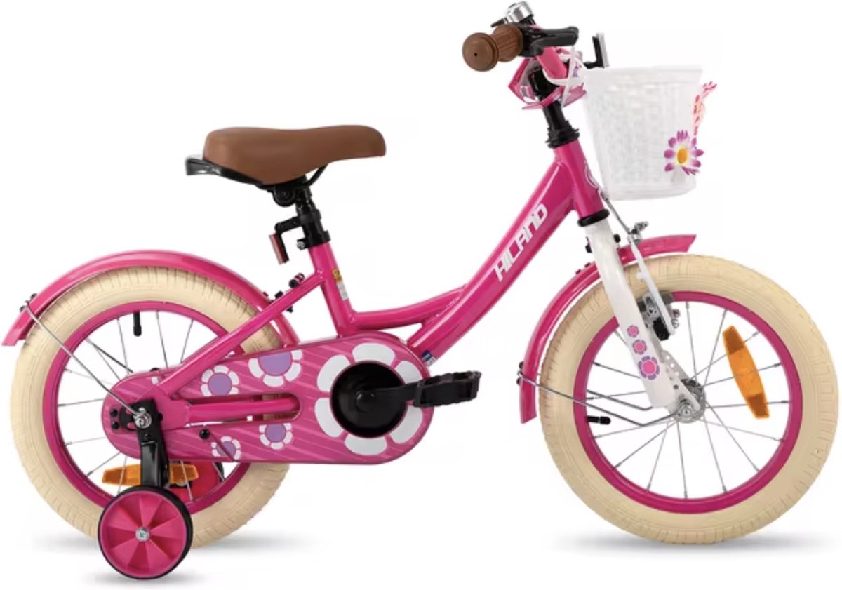 J&R Meisjesfiets 12 inch - Kinderfiets 12 inch - Fiets 12 inch - Met zijwieltjes - Mandje - Roze