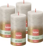 Bolsius - Rustieke kaars Shimmer - 4 Stuks - Fading Metallic grijs & Goud - 13cm - 60 branduren