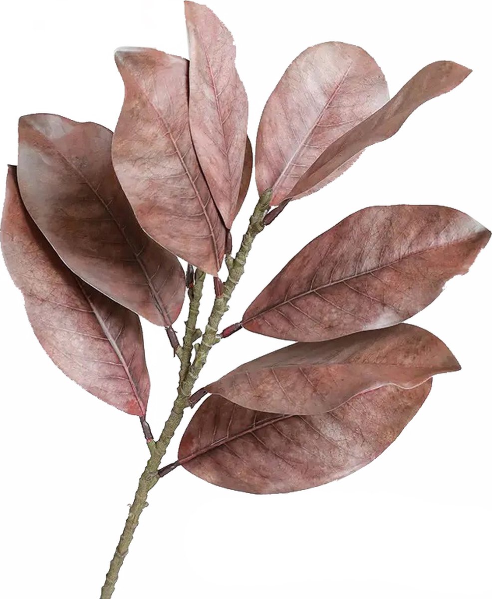 Steelbloem / kunstbloem magnolia blad 50 cm herfst -coffee