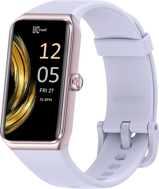 Kiraal Venture Active - AMOLED Activity Tracker - Stappenteller - Hartslagmeter - Bloeddrukmeter - Smartwatch - Waterdicht - Heren - Dames - Nederlandse Handleiding - Lila Paars