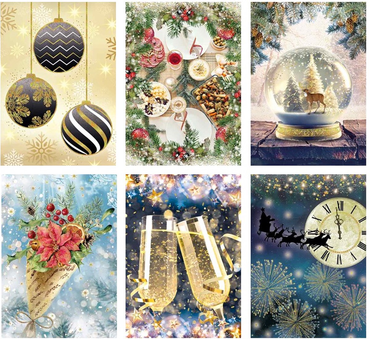 Kerstkaarten - set van 6 Artige kerstkaarten- met goudfolie - stijlvolle kerstkaarten - chique kerstkaarten - zonder tekst - Artige