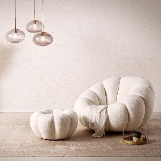 Fauteuil et pouf Rosie Wit - Teddy - Hauteur d'assise 23 cm - Profondeur d'assise 94 cm