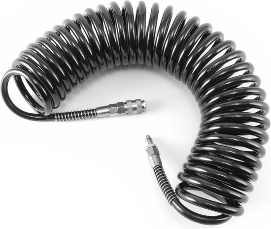 Professionele PU Persluchtslang 10 Meter - Spiraalslang met Snelkoppeling voor Compressoren