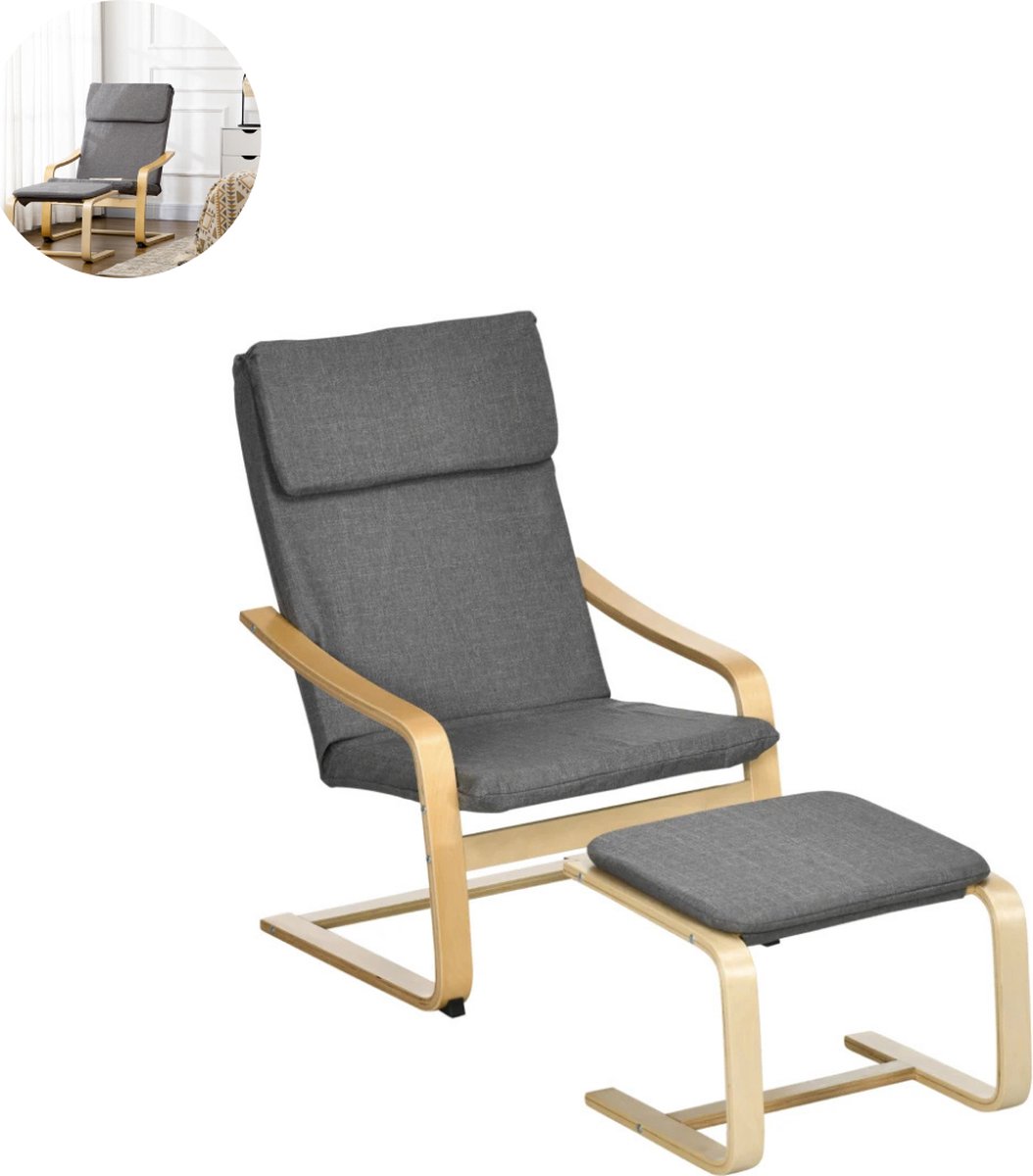 GranMaison Fauteuil - Relaxzetel - Relaxstoel - Relaxfauteuil - Stoel - Met armleuning - Voor één Persoon - 67B x 80D x 100H cm - Grijs