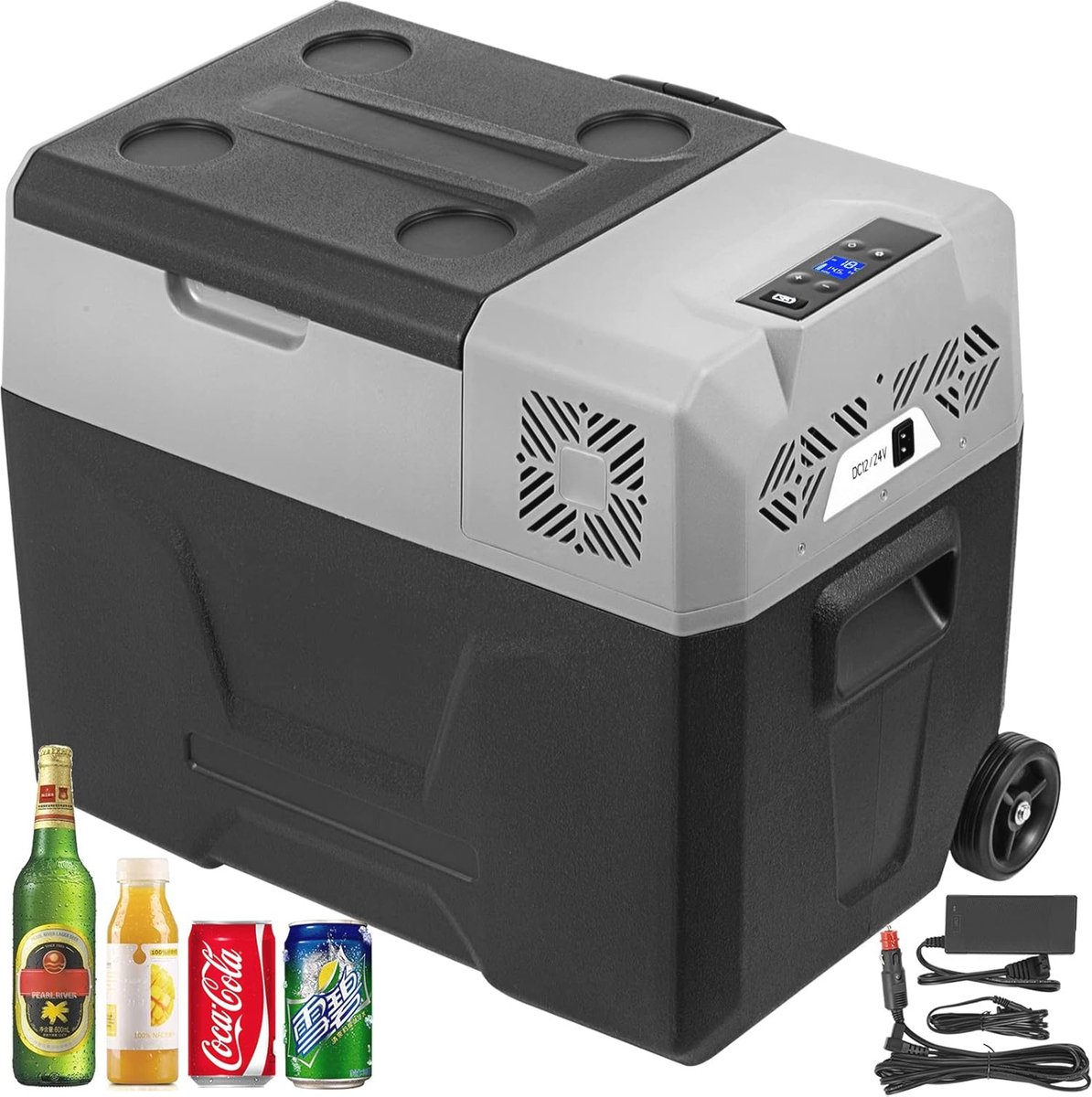 Auto Koelkast 45L - Draagbare Mini Koelkast voor Binnen en Buiten - Flexibele Temperatuurinstellingen en Batterijbescherming