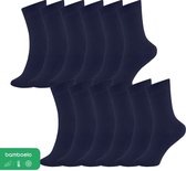 Emre Socks - 12 Paar - Bamboe Sokken - Dames en Heren - Zakelijk en Dagelijks Leven - Lange Sokken - Antibacterieel Sokken - Zacht en Ademend - Luxe Marineblauw - Maat 39/42