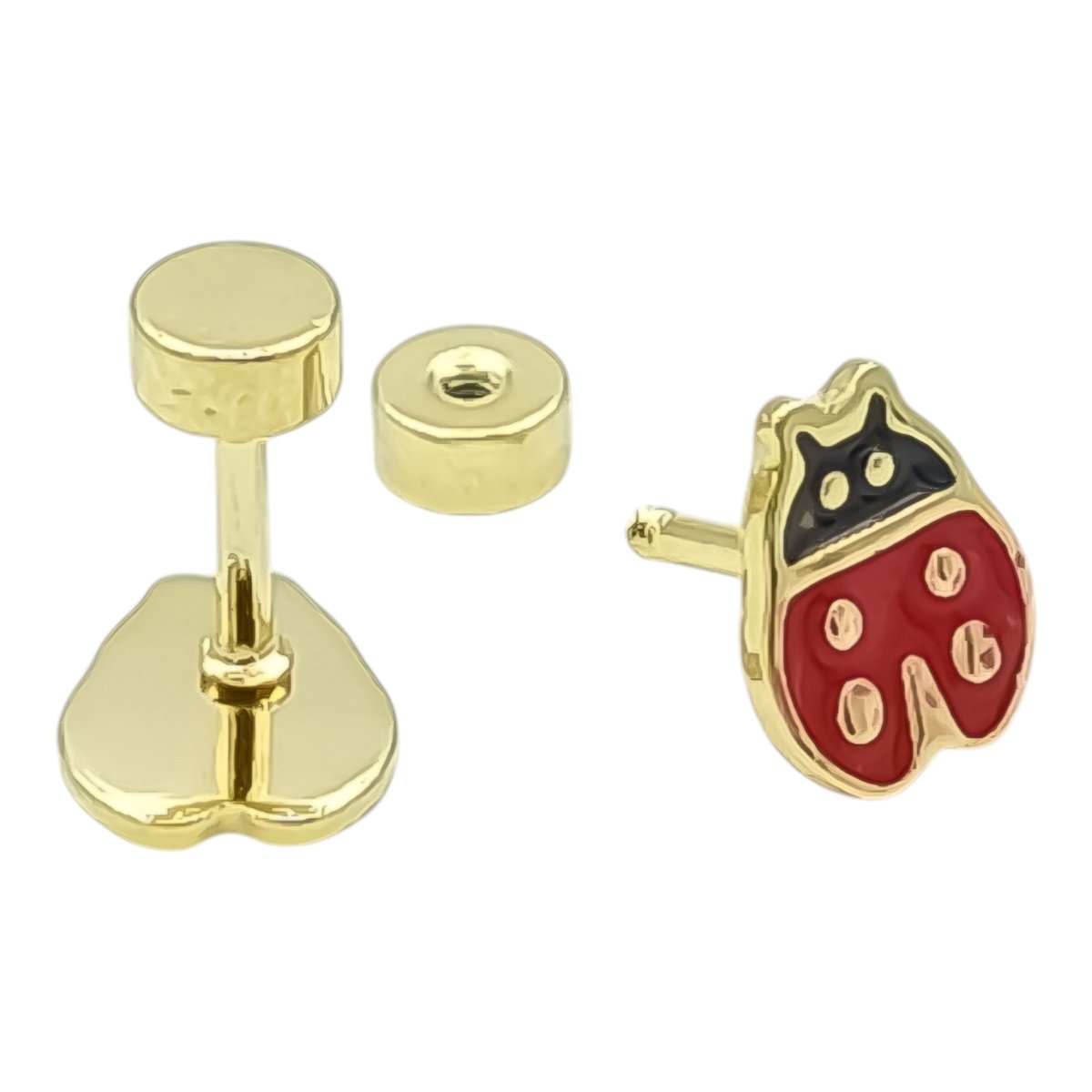 Lieveheersbeestje oorbellen - Premium gold-plated staal - 9 x 8 mm