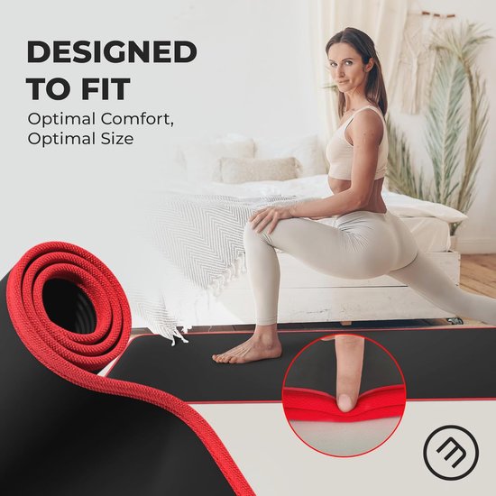 Fitnessmat + Draagriem - Extra dikke sportmat Gymnastiekmat antislip - Trainingsmat Yogamat Pilatesmat Gymmat Yoga Fitness - Sport Gymnastiek Workouts - 183x61cm Zwart Yoga mat van Avento — afbeelding 4