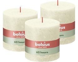 Bolsius - Rustieke Kaars - 3 Stuks - Ivoor - 10 x 10cm - 62 Branduren