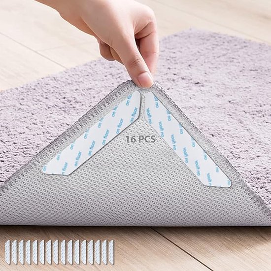 32 Pièces Anti-Dérapant Tapis Réutilisables Lavables - Grippers Coin Pour Tapis Sur Parquet Carrelage Marbre Tapis Antidérapant Réutilisable