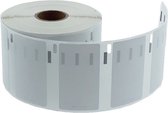 Rol witte etiketten met zwarte inkepingen, 57 x 32 mm.