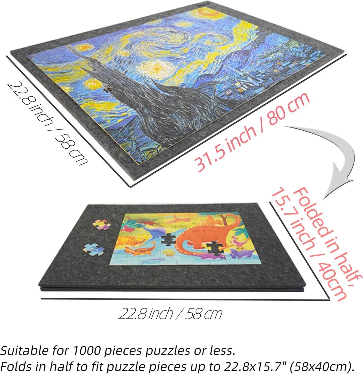 Inklapbare Puzzelplank Met Verstelbare Standaard – Voor Maximaal 1000 Stukjes, Draagbaar