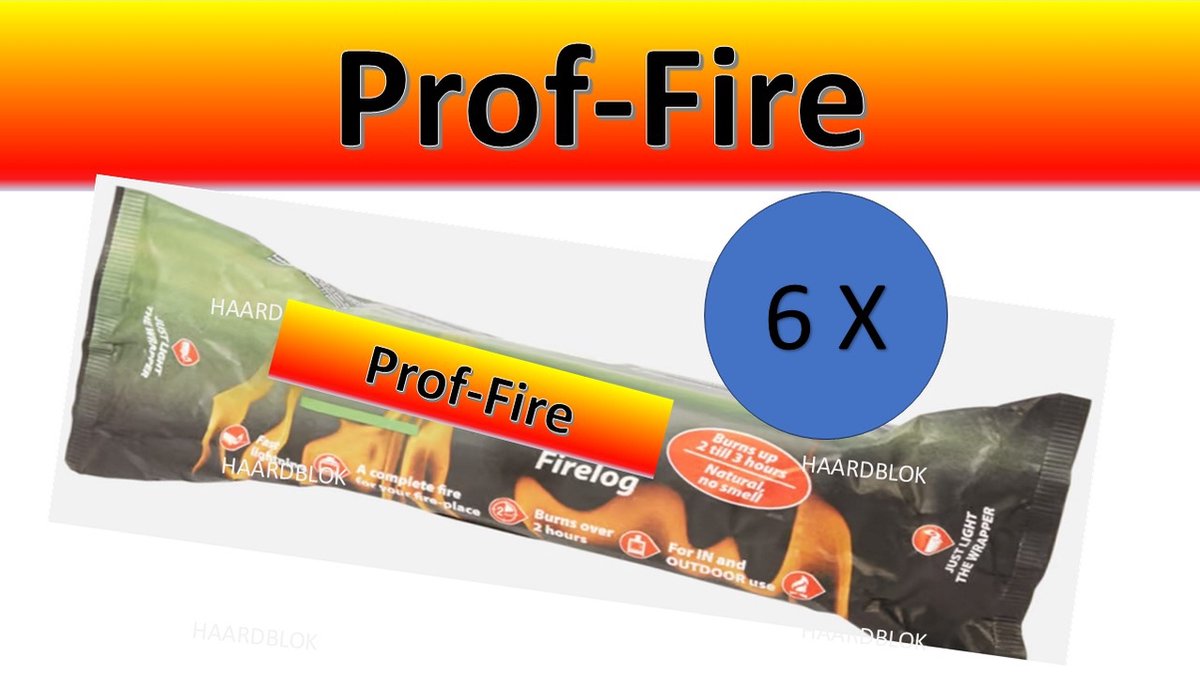 Prof-Fire - 6 Haardblokken uit Geperste Houtschilfers - Lange Brandduur - Grote Calorische warmte - Samba & Fire-Up Kwaliteit