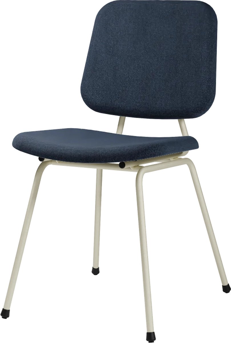 Design In Box - Eetkamerstoel - Eetstoel - Wit/Blauw - Metalen Poten