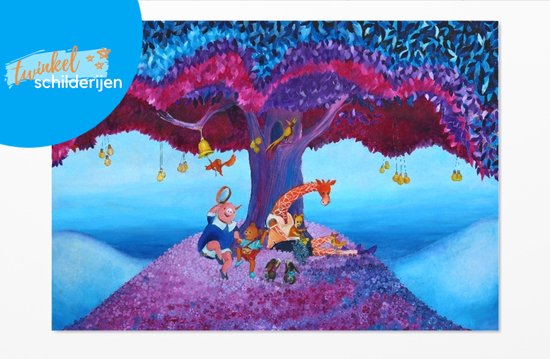 Twinkelschilderijen wanddecoratie kinderkamer - De liedjesboom - Muurdecoratie babykamer - Canvas schilderij 30x40cm | Incl. GRATIS ophangsysteem |