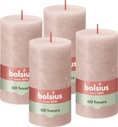 Bolsius - Bougie rustique - Rose poudré - 13cm - 4 pièces