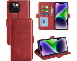 MobyDefend Hoesje - Geschikt voor iPhone 15 - Luxe Wallet Book Case (Sluiting Zijkant) - Rood